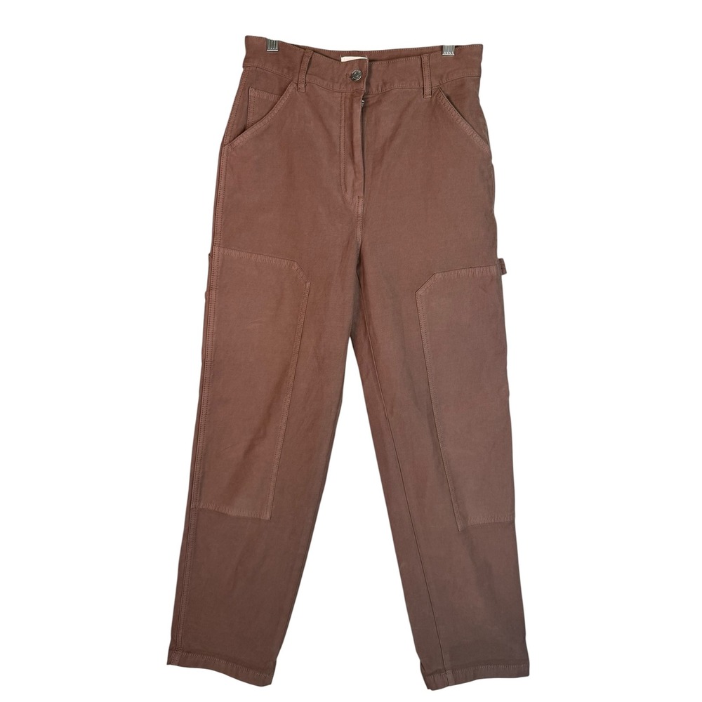 Aritzia Wilfred Free Brown Carpenter Pants High‎ Waisted Utility Trousers Size 2